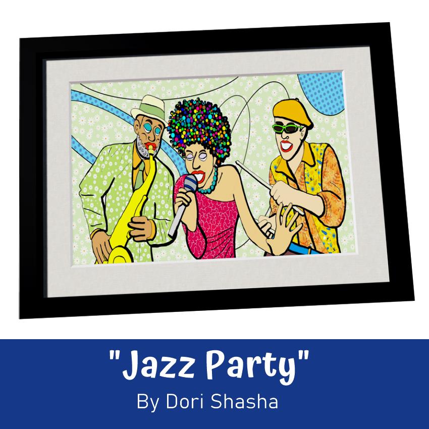 Jazz party artwork by Dori Shasha